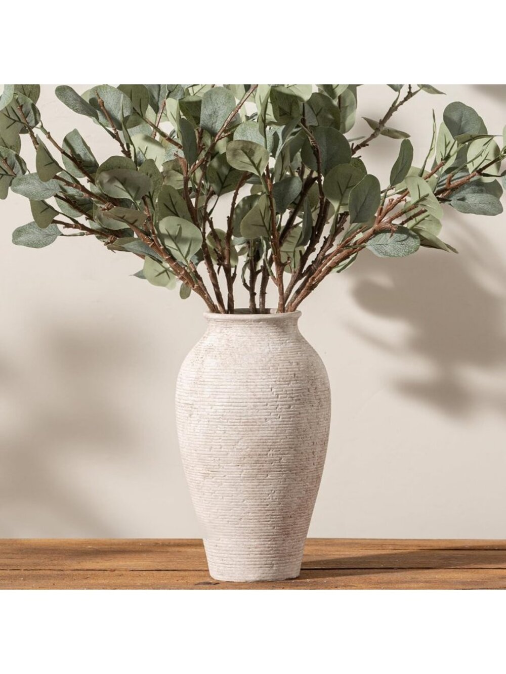 Large Rustic Ceramic Flower Vase - Vintage Home Decor for Living Room, Kitchen
